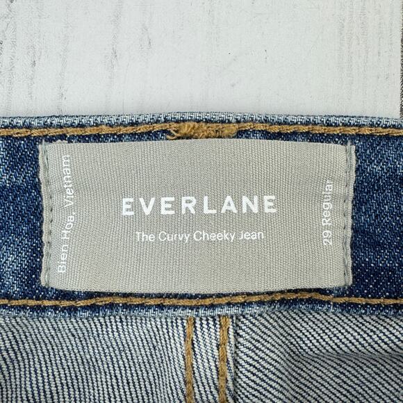 Everlane Medium Blue The Curvy Cheeky Jean Raw Hem Straight Leg Size 29 Regular - Picture 8 of 15